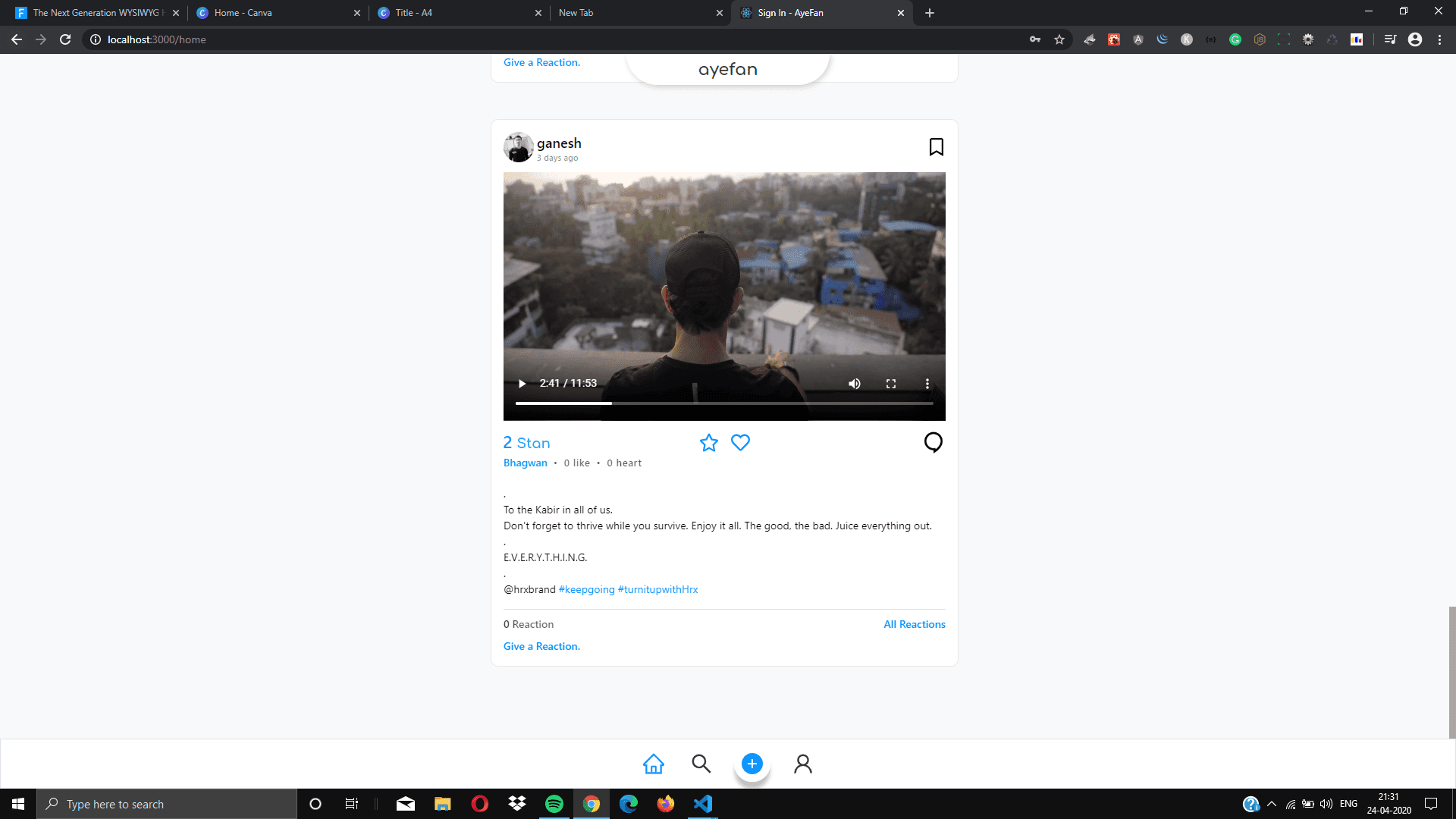 Ayefan - A Social Media Platform